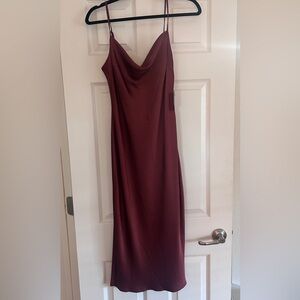 Burgundy silk dress. Bridesmaid or wedding guest dress